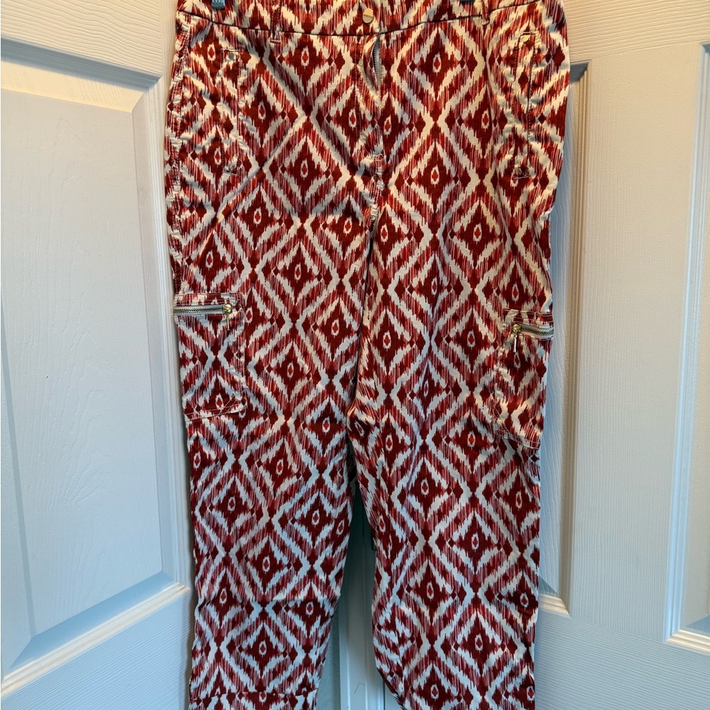 Chico's Red and White Patterned Ankle Jeans